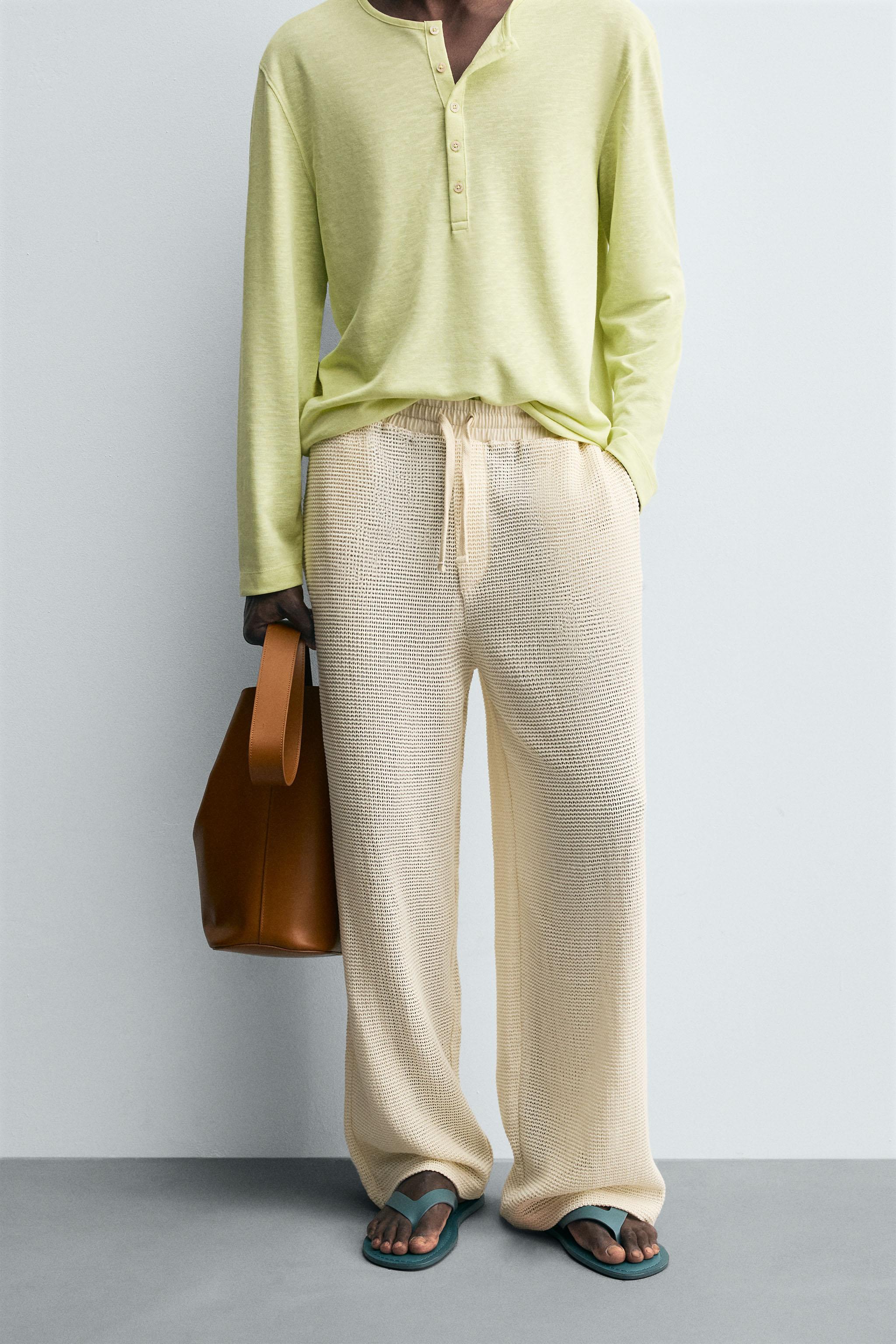 RELAXED FIT OPEN WEAVE PANTS
